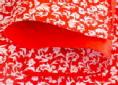 Pink Flowers on Red gift wrap paper | Wild Paper handmade paper